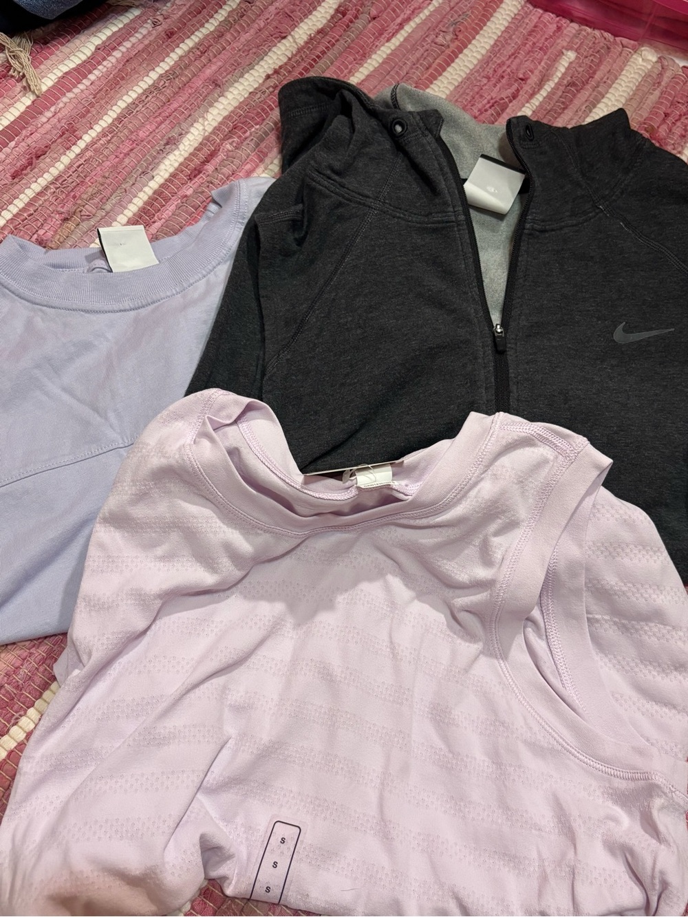 Nike Gray Zip Hoodie with Lavender Active Tops Trio